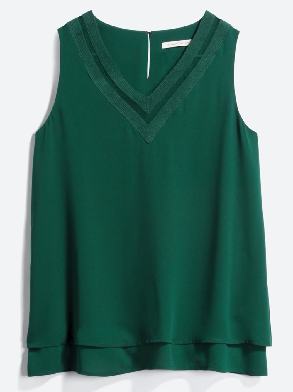 41 Hawthorn Green V-Neck Sheer Lightweight Sleeveless Blouse Feminine - Picture 1 of 11